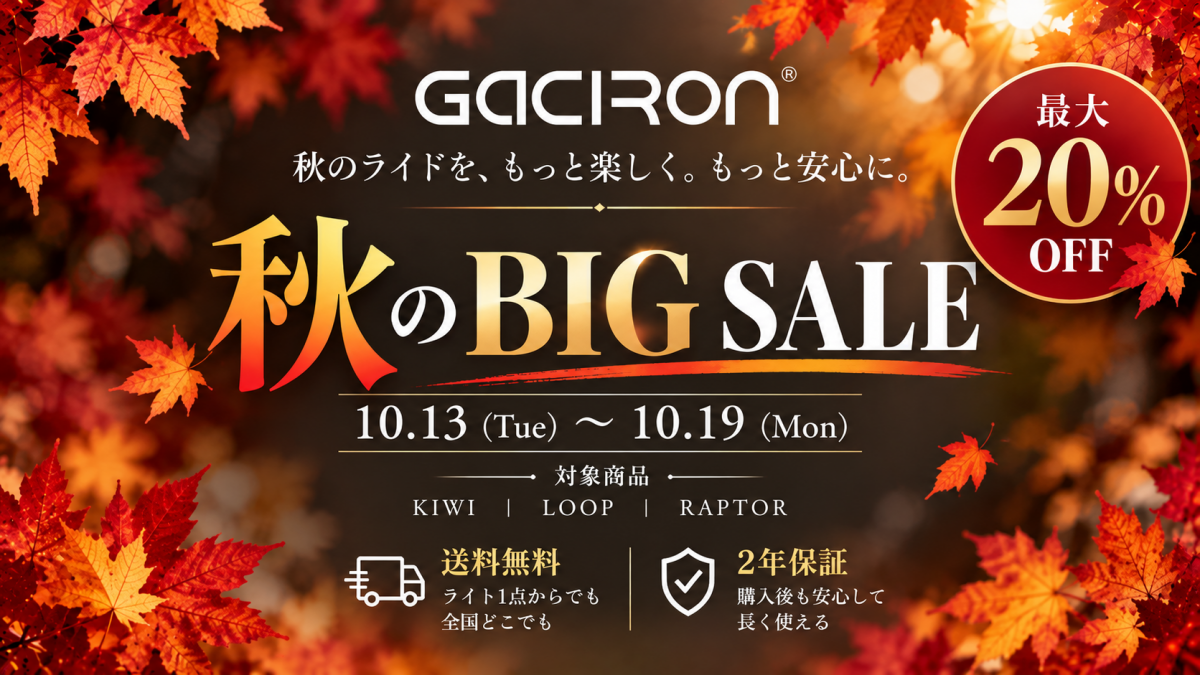 「Gaciron秋のBIG SALE」開催！人気の自転車ライトが最大20％OFF【公式ストア・Amazon】